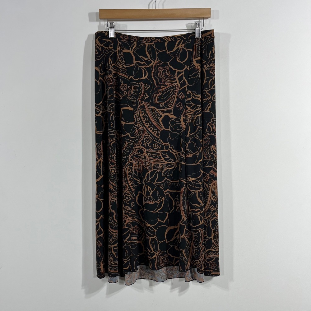 Emma James VTG 90s Dark Floral Fairy Grunge Midi Skirt Womens Medium A-Line